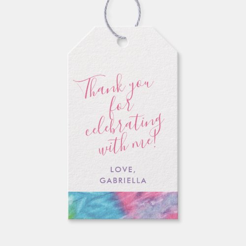 Tie Dye Pink Personalized Thank You Favor Tag