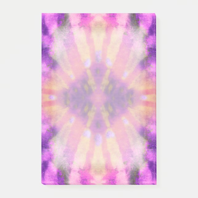 Tie Dye Pink Purple Radial Rays Spot Pattern Post-it Notes (Front)