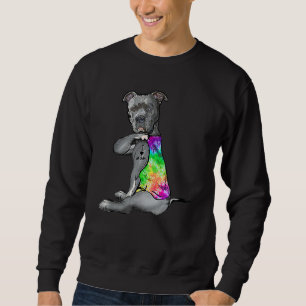 Tie Dye Pitbull I Love Mom Pitbull Tattoo Mother's Sweatshirt