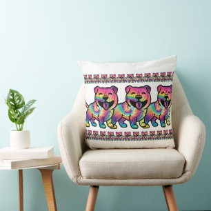 Tie Dye Pitbull Throw Pillow