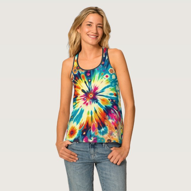 Tie Dye Pop Art Women's Tank Top (Front Full)