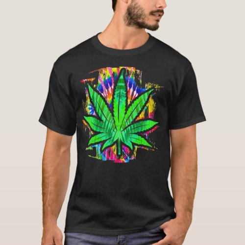 Tie Dye Pot Leaf  Pothead Smoking Weed  Hippie Sto T_Shirt