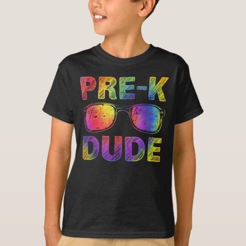 Tie Dye Pre K Dude Sunglasses Back To School T_Shirt