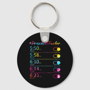 Tie Dye Preschool Teacher Appreciation Alarm Clock Keychain