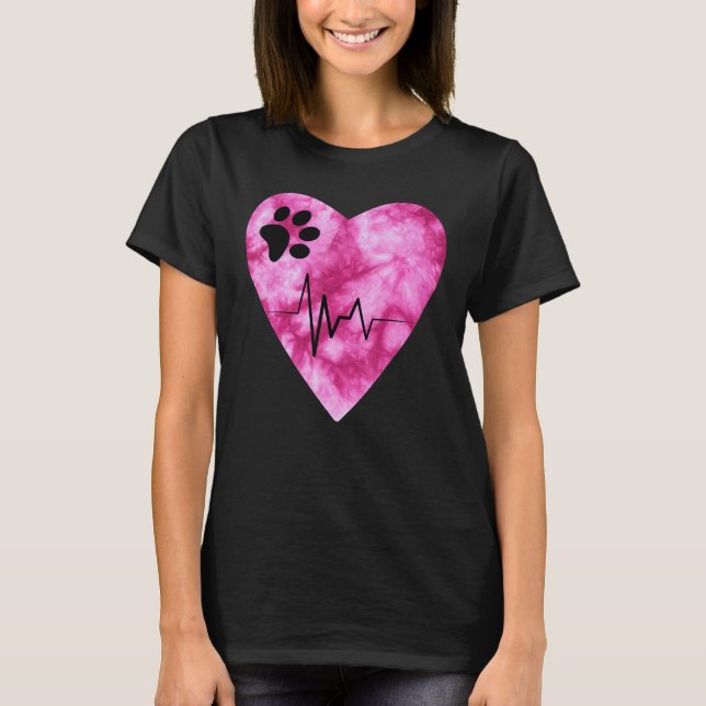 Tie Dye Print  Pet Love Heartbeat Pulse T-Shirt (Front)