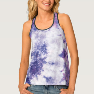 Tie Dye Print Violet White Novelty Tank Top