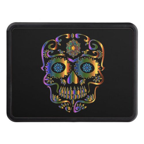 Tie Dye Psychedelic Day Of The Dead Sugar Skull Hitch Cover