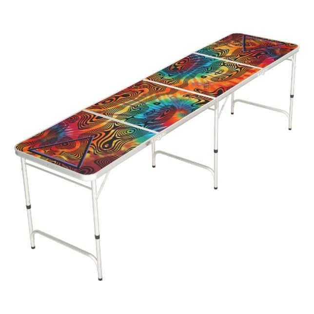 Tie Dye Psychedelic Pong Table (Angled)