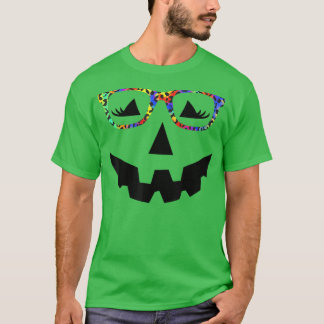 Tie Dye Pumpkin Face With Sunglasses Halloween T-Shirt