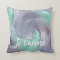 Tie-Dye Purple Green Painterly Watercolor in Love Throw Pillow