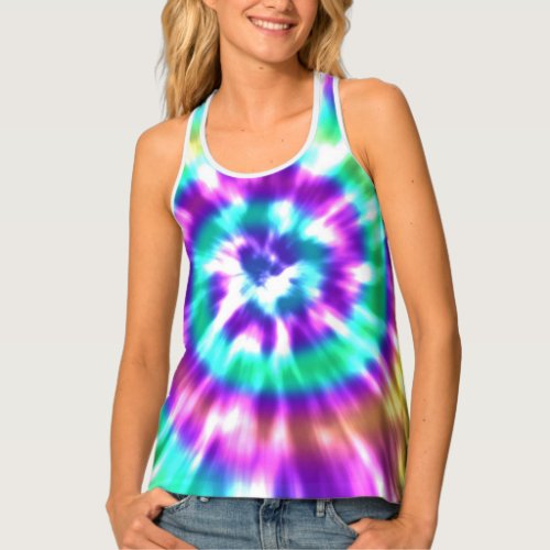 Tie Dye _ Purple Lime Green Aqua Blue Tank Top