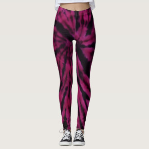 Tie-Dye Purple Pink Black Hippie Retro Pattern Leggings