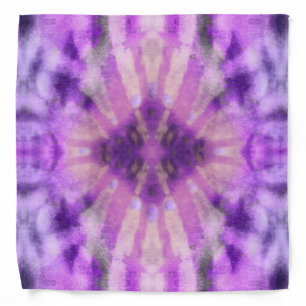 Tie Dye Purple Violet Radial Rays Spot Pattern Bandana