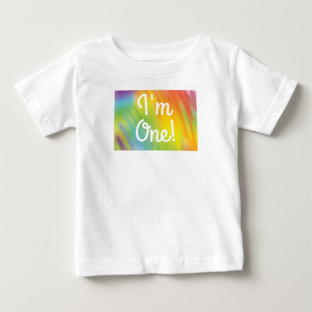 Tie Dye Rainbow Birthday Party Baby T-Shirt (Front)
