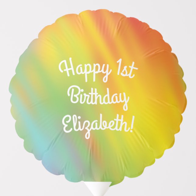 Tie Dye Rainbow Birthday Party Balloon (Front)