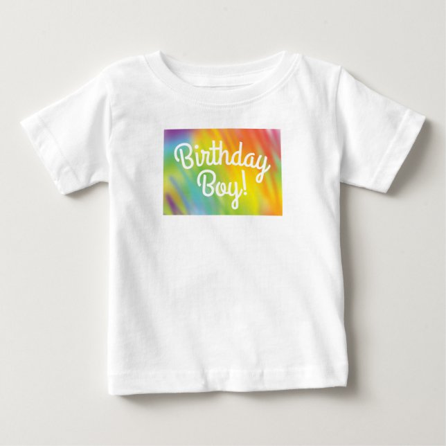 Tie Dye Rainbow Birthday Party Kids Cute Baby T-Shirt (Front)