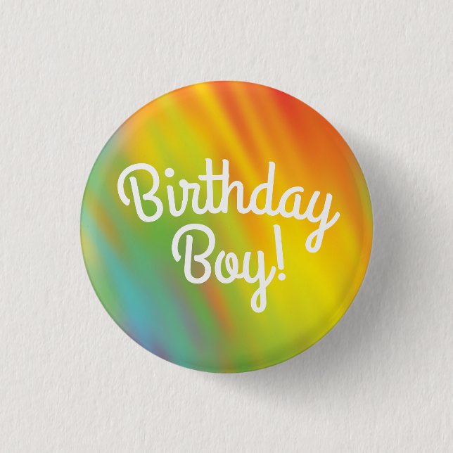 Tie Dye Rainbow Birthday Party Kids Cute Button (Front)