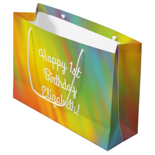 Tie Dye Rainbow Birthday Party Kids Cute Large Gift Bag