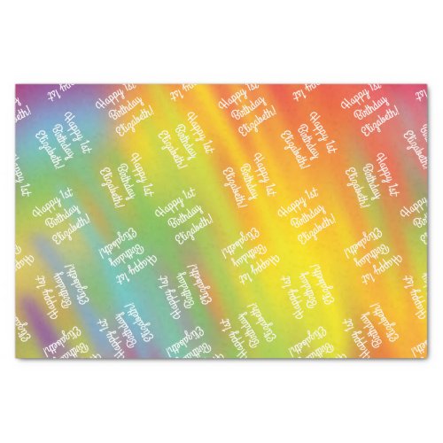 Tie Dye Rainbow Birthday Party Kids Cute Tissue Paper