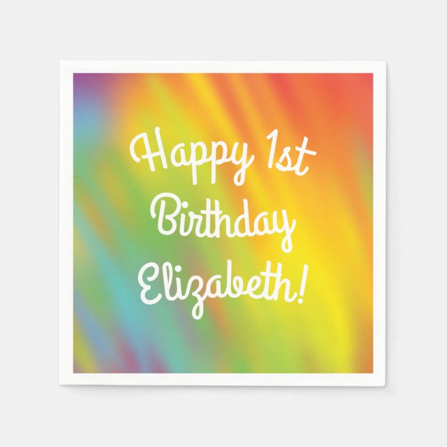Tie Dye Rainbow Birthday Party Napkins (Front)