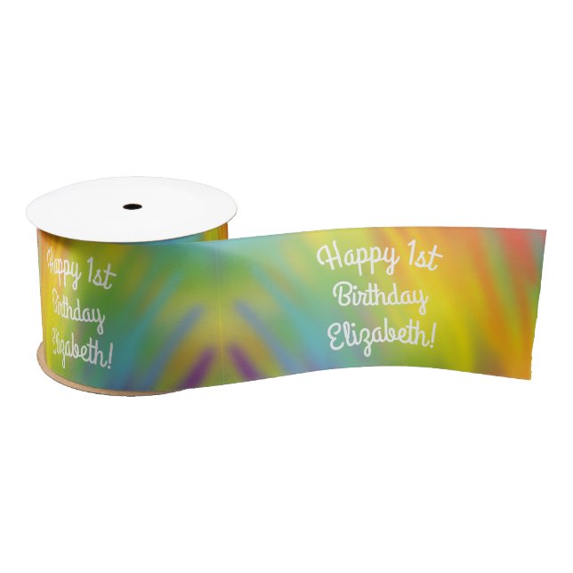 Tie Dye Rainbow Birthday Party Satin Ribbon (Spool)