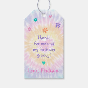 Tie Dye Rainbow Boho Hippie Birthday Thank You Gift Tags
