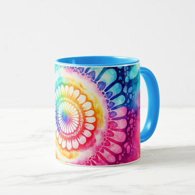 Tie Dye Rainbow Colors Retro Hippie Groovy  Mug (Front Right)