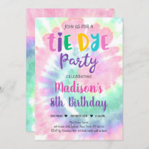 Tie Dye Rainbow Hippie Girls Birthday Invitation