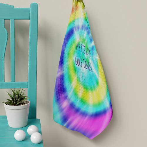 Tie Dye Rainbow Hippie Psychedelic 70s Golf Towel