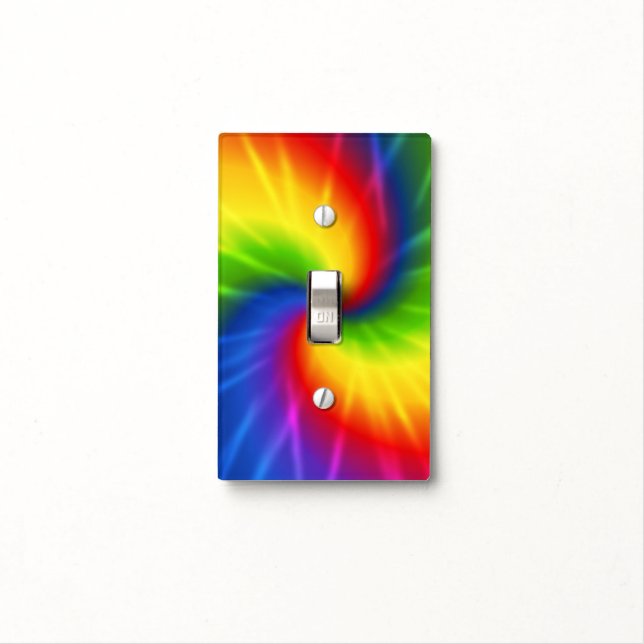 Tie Dye Rainbow Light Switch Cover (In Situ)
