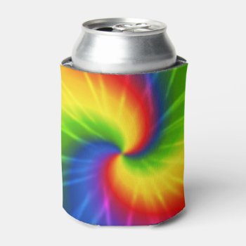 Tie Dye Rainbow Pattern Can Cooler by mishmoshmarkings at Zazzle