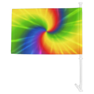 Tie Dye Rainbow Pattern Car Flag