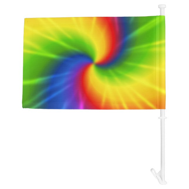 Tie Dye Rainbow Pattern Car Flag (Back)