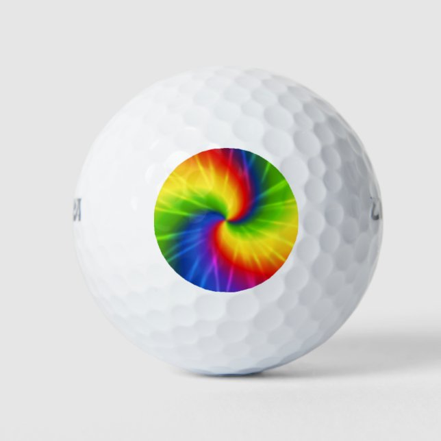 Tie Dye Rainbow Pattern Golf Balls (Front)