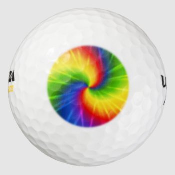 Tie Dye Rainbow Pattern Golf Balls by mishmoshmarkings at Zazzle