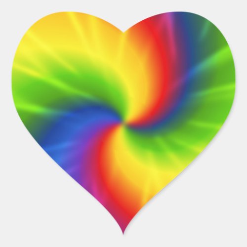 Tie Dye Rainbow Pattern Heart Sticker