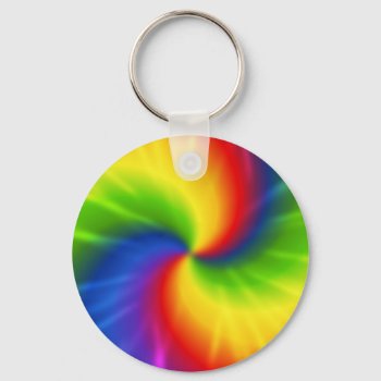 Tie Dye Rainbow Pattern Keychain by mishmoshmarkings at Zazzle