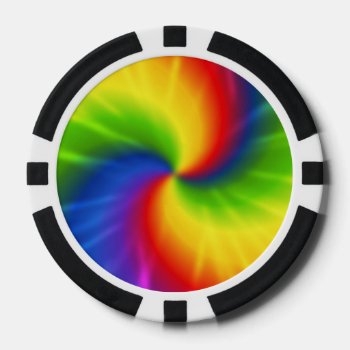 Tie Dye Rainbow Pattern Poker Chips by mishmoshmarkings at Zazzle