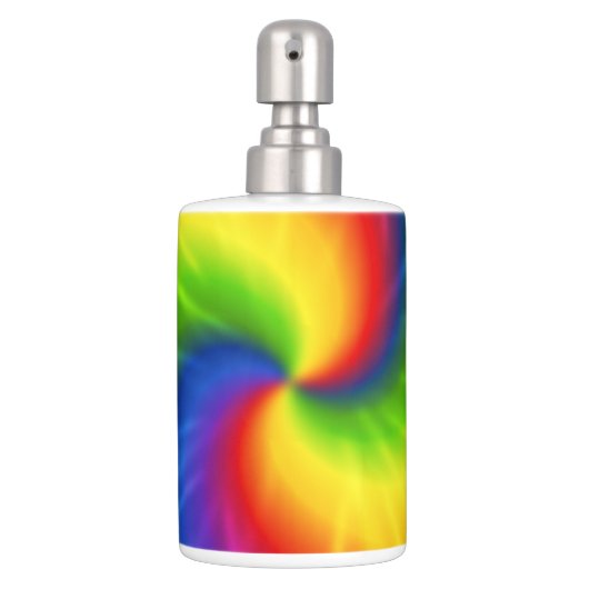 Tie Dye Rainbow Pattern Soap Dispenser & Toothbrush Holder (Front)
