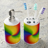 Tie Dye Rainbow Pattern Soap Dispenser & Toothbrush Holder (Front)