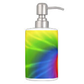 Tie Dye Rainbow Pattern Soap Dispenser & Toothbrush Holder (Right)