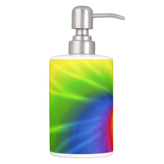 Tie Dye Rainbow Pattern Soap Dispenser & Toothbrush Holder (Right)
