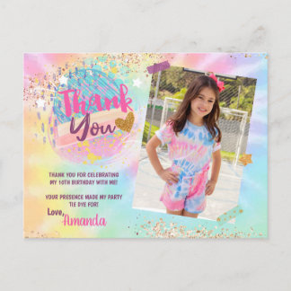 Tie Dye Rainbow Photo Thank you Card