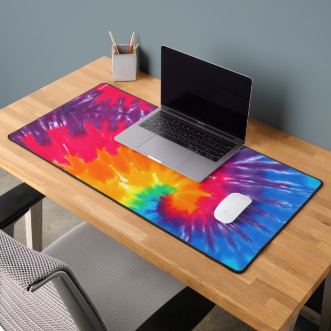 Tie Dye Rainbow Retro Design Desk Mat (Office 2)