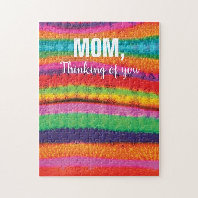 Tie Dye Rainbow Stripe Mom Thinking of You Jigsaw Puzzle (Vertical)