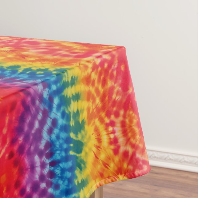 Tie Dye Rainbow Stripes Tablecloth  (In Situ)
