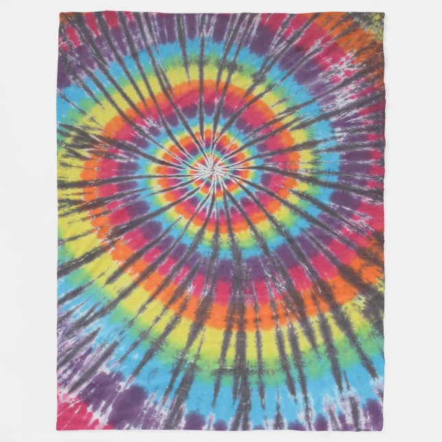 Tie Dye Rainbow Swirl Fleece Blanket (Front)