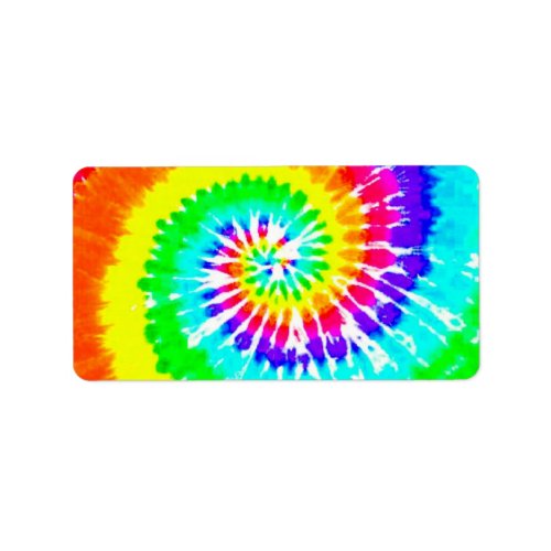 Tie Dye Rainbow Swirl Neon Rainbow Colors Pattern Label