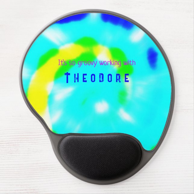 Tie Dye Rainbow Swirl Personalized It's So Groovy Gel Mouse Pad (Front)