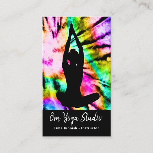 Tie Dye Rainbow Yoga Studio or Instructor Modern B Business Card